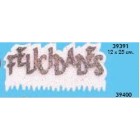 LETRERO POREX PAN FELICIDADES BLANCO PLATA 12*25 39391 ^