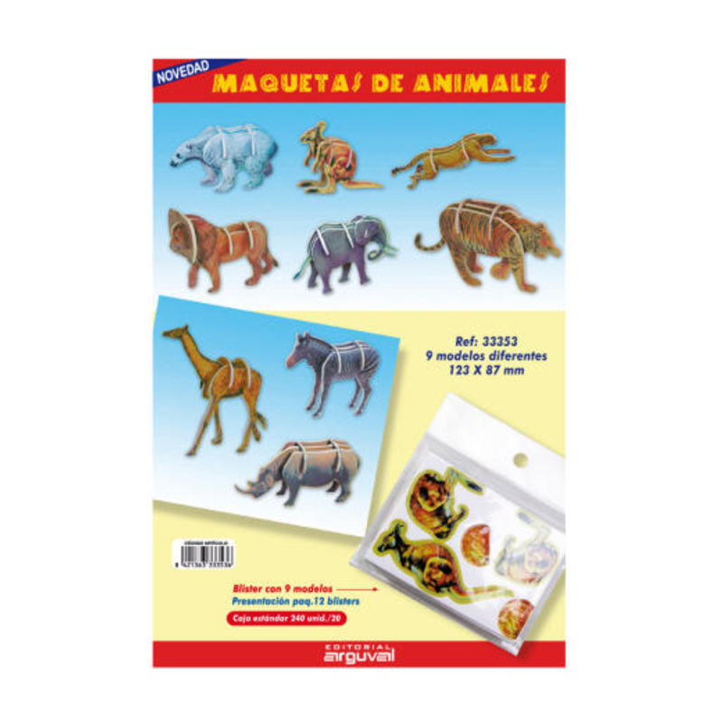 MAQUETAS 3D ARGU RECORTABLES ANIMALES SALVAJES PTE/9U 33353 ^