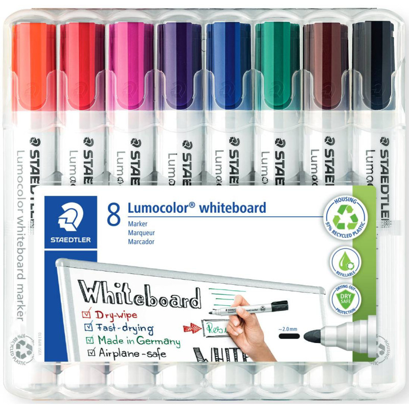 MARCD. PIZARRA caja 8UDS. LUMOCOLOR 351 PTA.CONICA STAEDTLER