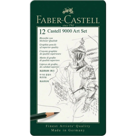 JUEGO FABER-CASTELL SERIE 9000 CAJA METAL 12 PIEZAS 119065