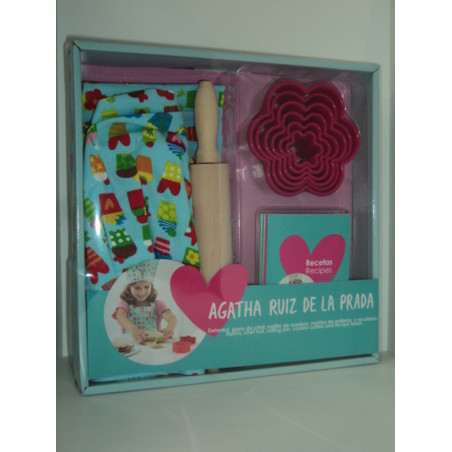 JUEGO COCINA MR14 AGATHA CUPCAKES DELANTAL, GORRO, RODILLO, MOLDES Y RECETARIO 18513 ^