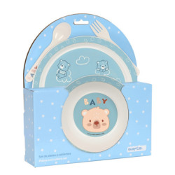 SET DE PLATOS Y CUBIERTOS SAFTA PREESCOLAR "BABY BEAR" 342394933 SAFTA23 VAC