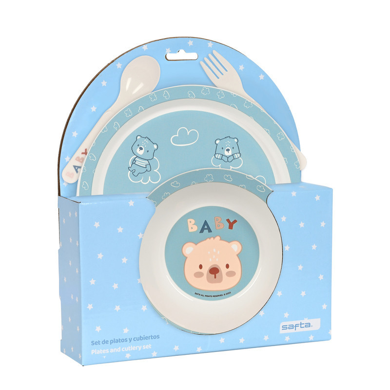 SET DE PLATOS Y CUBIERTOS SAFTA PREESCOLAR "BABY BEAR" 342394933 SAFTA23 VAC