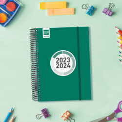 AGENDA ESCOLAR FINOCAM23  ESPIR COLOR 1DP 23-24 VERDE+ E10 - 155*212 630582024