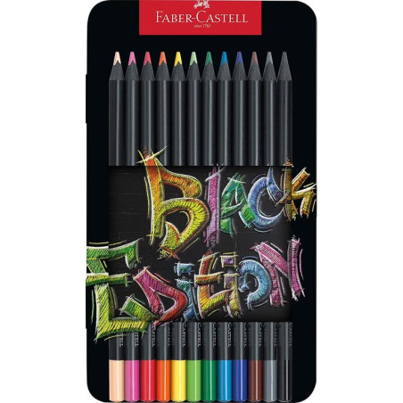 LAPIZ FABER-CASTEL BLACK EDITION 12 COLORES ESTUCHE METAL 116413