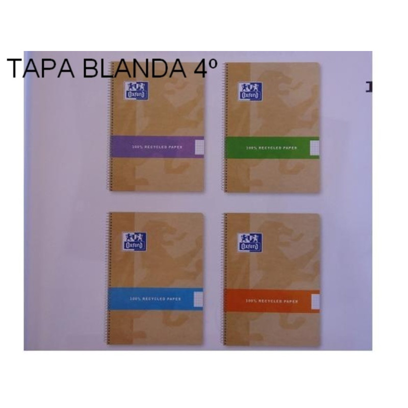 CUADERNO ENRI OXFORD RECICLADA TB 4º 80H CDLA 4MM 101960204 ^