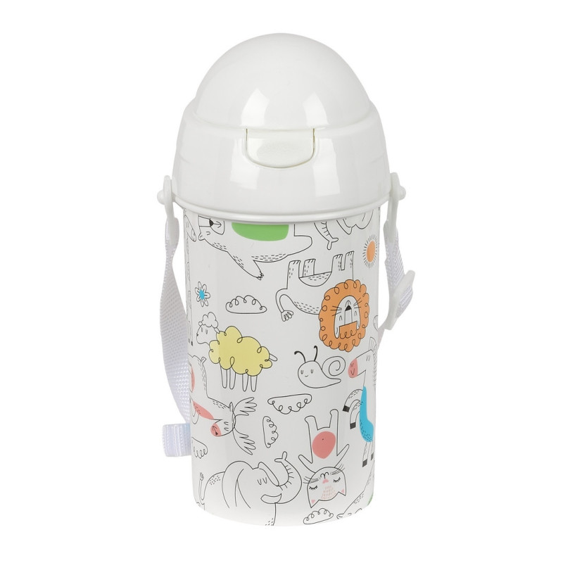 BOTELLA 500ML APERTURA AUTOM. CON PAJITA SAFTA PREESCOLAR "ZOO" SAFTA25 ENERO 342491899