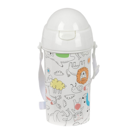 BOTELLA 500ML APERTURA AUTOM. CON PAJITA SAFTA PREESCOLAR "ZOO" SAFTA25 ENERO 342491899
