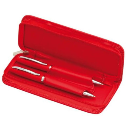 JUEGO BOLI LAPIZ FINIT POLIPIEL METAL C/ESTUCHE COLOR ROJO 3649-03 DISPLAST