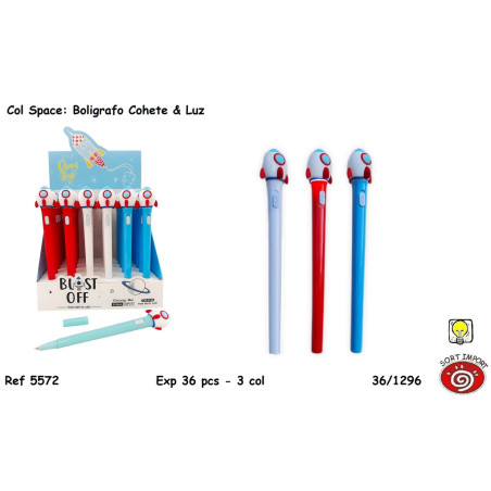 BOLIGRAFO SORT SERIE ESPACIO COHETE C/LUZ 5572 (36)