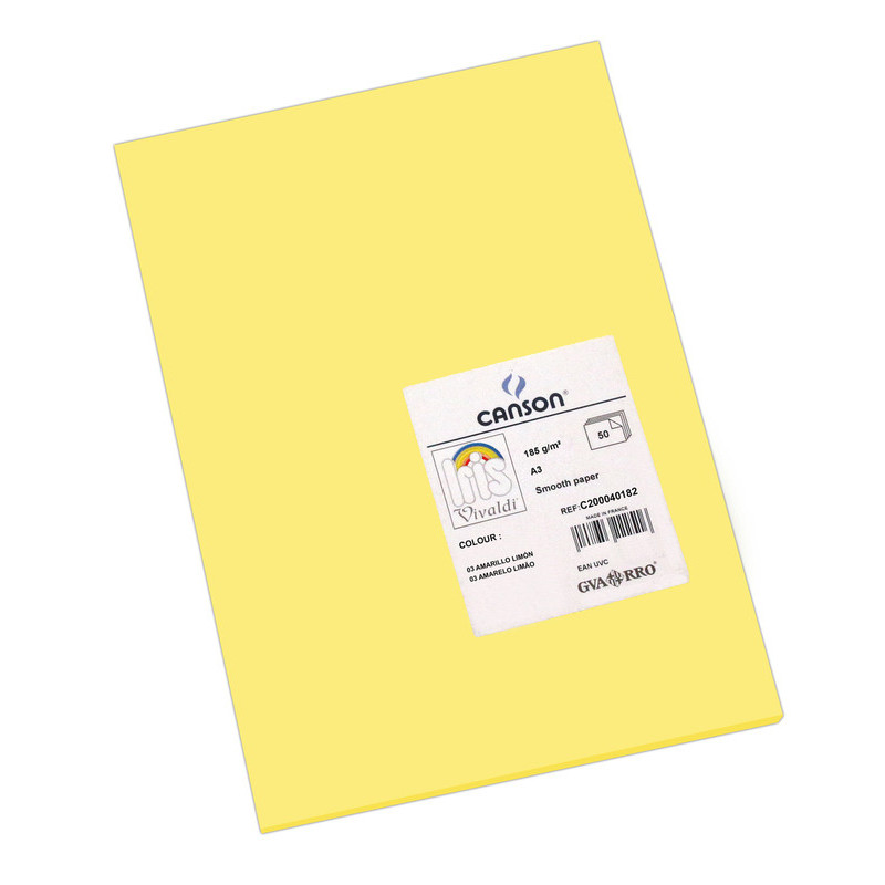CARTULINA CANSON GUARRO IRIS A-3 AMARILLO LIMON 03 PTE 50U C200040182