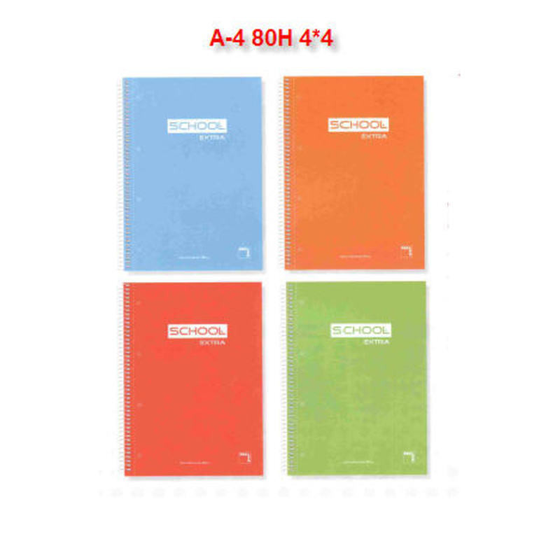 CUADERNO EUROPEAN A-4 80H PACSA SCHOOL EXTRA 70G CUADROS 4*4 16211