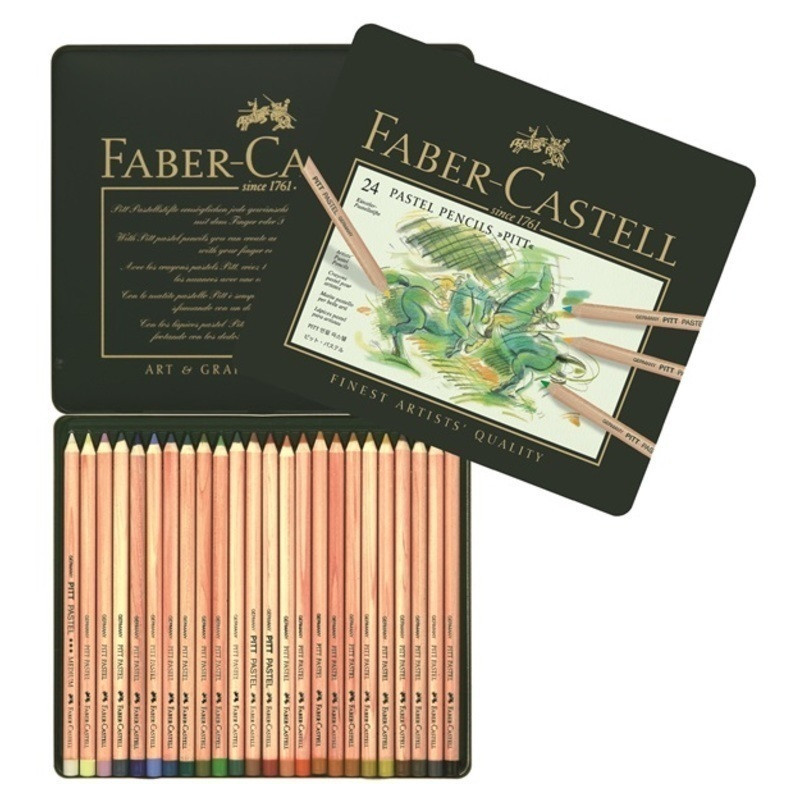 LAPIZ FABER-CASTELL PITT PASTEL 24 COLORES CAJA METAL 112124
