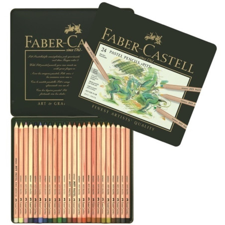 LAPIZ FABER-CASTELL PITT PASTEL 24 COLORES CAJA METAL 112124