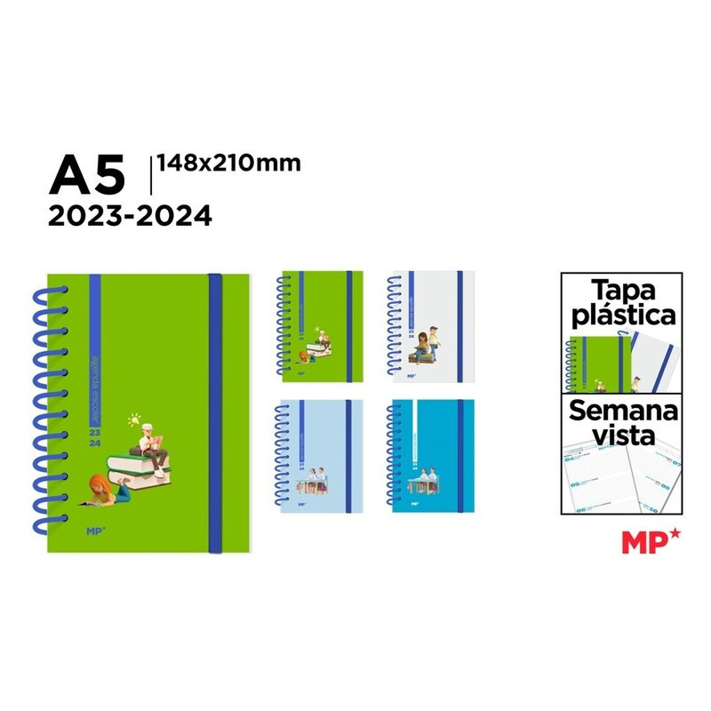 AGENDA ESCOLAR 23/24 MP24 MAINPAPER TAPA PLASTICO DIN A-5 S/V PB2324-12