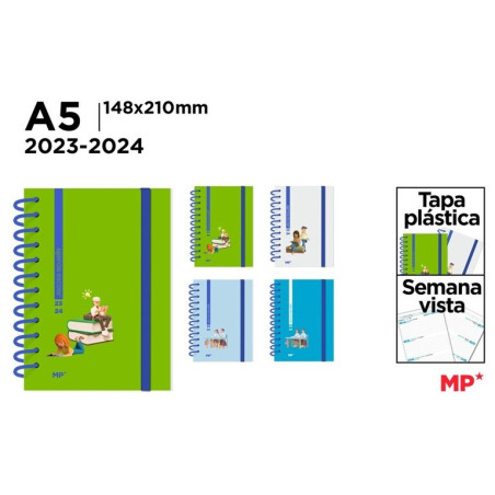 AGENDA ESCOLAR 23/24 MP24 MAINPAPER TAPA PLASTICO DIN A-5 S/V PB2324-12
