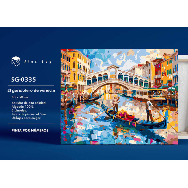 LIENZO ALEX BOG PINTAR POR NUMEROS 40*50 EL GONDOLERO VENECIA SG-0335