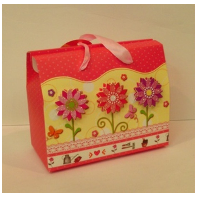 CAJA REGALO BOLSA PAPEL ARGU MARGARITAS PURPURINA C/ASAS 37317 ^