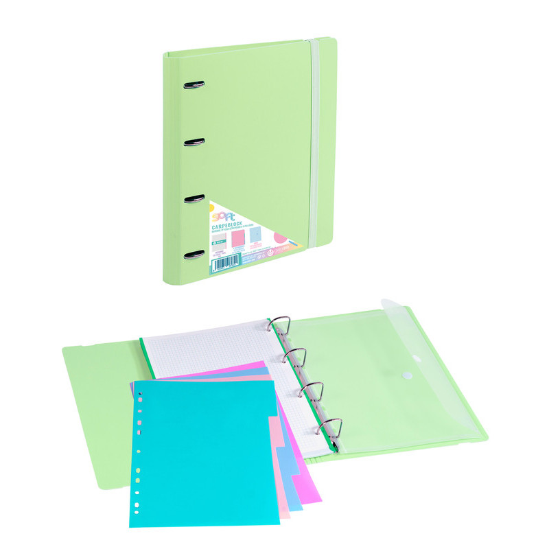 CARPEBLOC DEC RINGBOOK 4A A4 C/RECAMBIO CARCHIVO SOFT PASTEL POLYFOAM VERDE 12467421