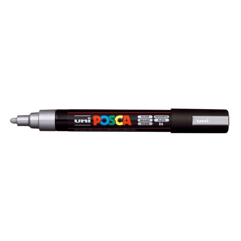 MARCADOR UNI-BALL POSCA PC-5M PUNTA REDONDA 1,8-2,5MM PLATA -26-