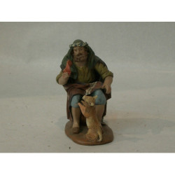 PASTOR LIENZADO SENTADO CON PERRO 21CM 704 ^