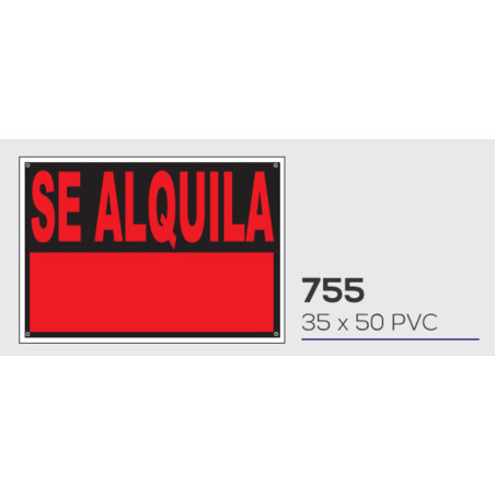 LETRERO PVC 35*50  SE ALQUILA FLUOR ROJO MOD 755