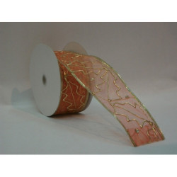 CINTA REGALO SEDA COBRE RELIEVE 60MM 10YD 56307 ^