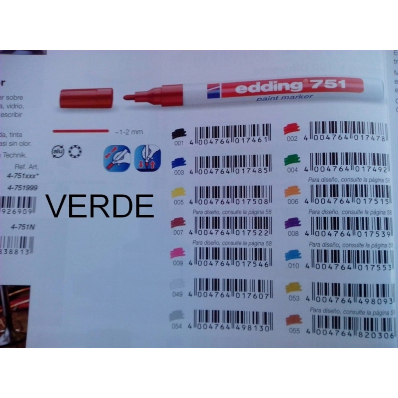 MARCD. EDDING Nº 751 OPACO VERDE GRANEL UNIDAD ^