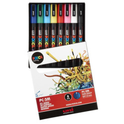 MARCADOR UNI-BALL POSCA PC-3M/8C PUNTA REDONDA SURTIDO C/8U