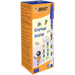 BOLIGRAFO BIC CRISTAL DECORATED KAWAI AZUL 3 DECORACIONES MIXTAS