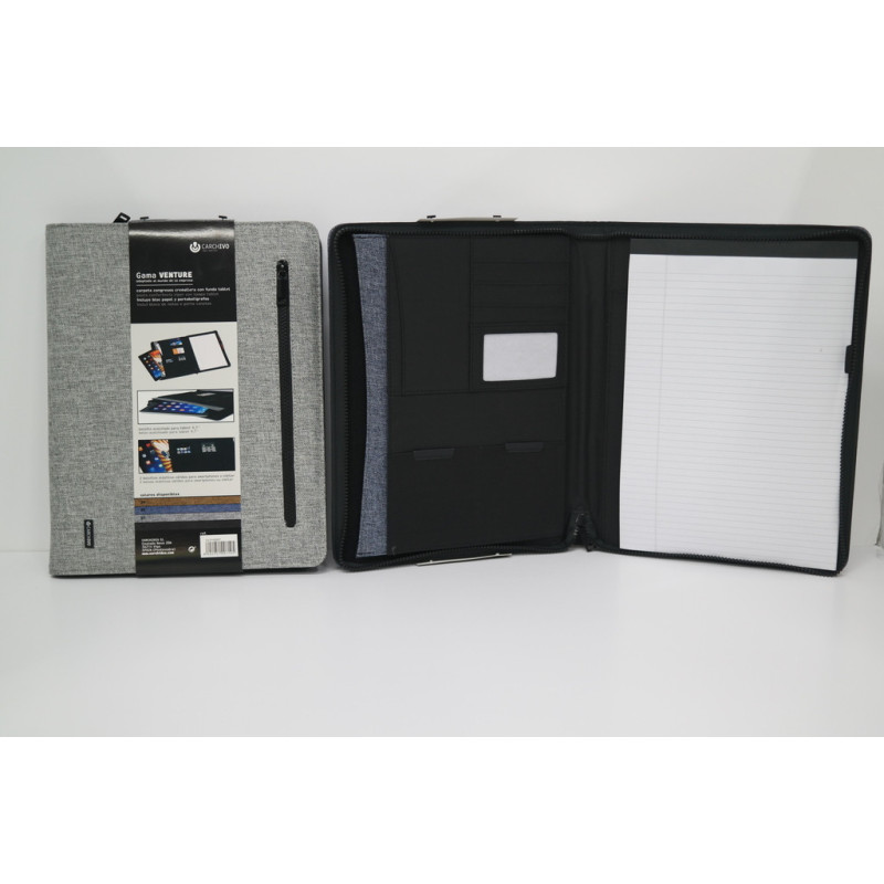 CARPETA CONGRESO CARCHIVO FL CREMALLERA TELA VENTURE GRIS 24210007 ^