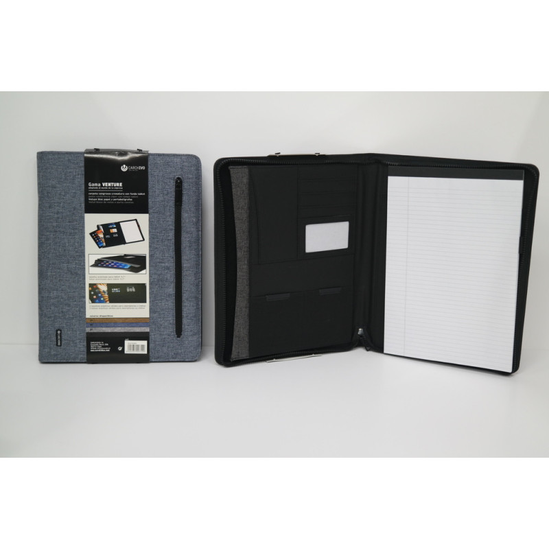 CARPETA CONGRESO CARCHIVO FL CREMALLERA TELA VENTURE AZUL 242109 ^