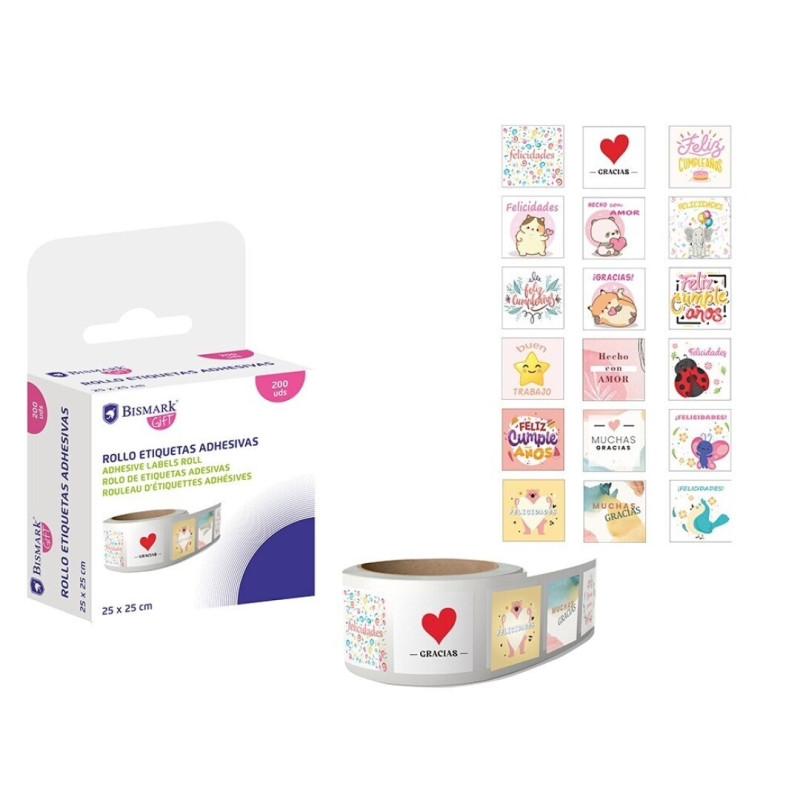 ETIQUETAS FELICIDADES POESSA TODO AÑO SURTIDAS DE PARA ROLLO 200U 25*25 331712