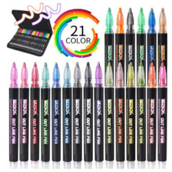 ROTULADOR BICOLOR BORDE PLATA CAJA REGALO 21U ALEX BOG OUTLINE PEN AB-0421