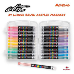 ROTULADOR ACRILICO PINCEL ALEX BOG LIQUID BRUSH MALETA REGALO 24 COLORES AB-0665