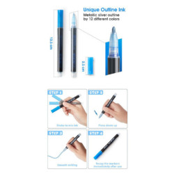 ROTULADOR BICOLOR BORDE PLATA BLISTER 8U ALEX BOG OUTLINE PEN AB-0380