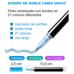 ROTULADOR BICOLOR BORDE PLATA CAJA REGALO 21U ALEX BOG OUTLINE PEN AB-0421