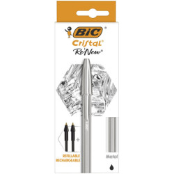 BOLIGRAFO BIC CRISTAL RE´NEW NEGRO +2 RECARGAS