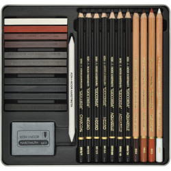JUEGO KOH-I-NOOR GIOCONDA DRAWING 8899 ART SET 24 PZAS TIZA, PASTEL CARBONCILLO MCH