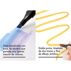 ROTULADOR DOBLE PUNTA PROFESIONAL MARKERS CAJA REGALO 40 COLORES SURTIDOS AB-0740 ALEX BOG