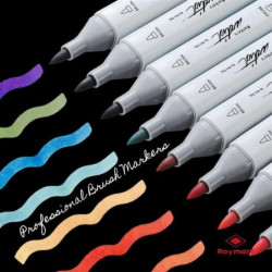 ROTULADOR DOBLE PUNTA PINCEL MARKERS ESTUCHE 12 COLORES SURTIDOS AB-1212 ALEX BOG