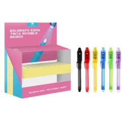 EXPOSITOR 36 BOLIGRAFOS TOP SECRET TINTA INVISIBLE UV 6 COLORES ALEX BOG ESI-0636