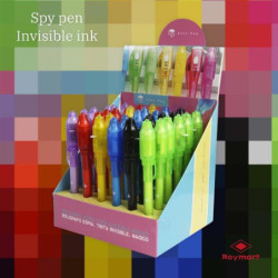 EXPOSITOR 36 BOLIGRAFOS TOP SECRET TINTA INVISIBLE UV 6 COLORES ALEX BOG ESI-0636