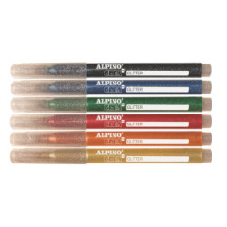 PEGAMENTO PURPURINA ALPINO CREA GLITTER GLUE MARKER 6 COLORES AR000178