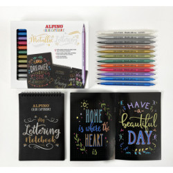 JUEGO 12 ROTULADORES COLOR EXPERIENCE +BLOC PAPEL NEGRO Y GUIA CON PATRONES AR010701 ALPINO