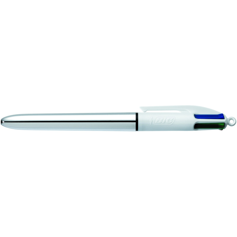 BOLIGRAFO RETRÁCTIL 4 COLORES SHINE PLATA BIC