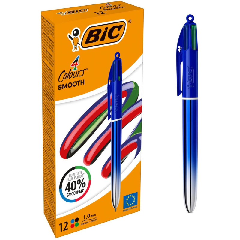 BOLIGRAFO RETRÁCTIL 4 COLORES SMOOTH B12 GRAD BLU BCL EU BIC