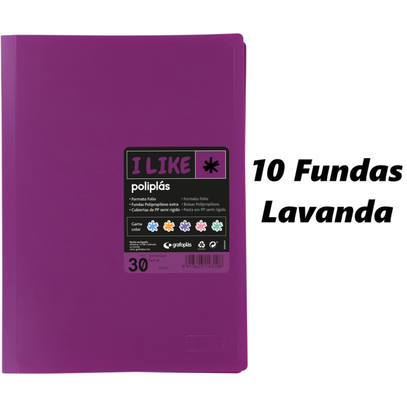 CARPETA ESCAPARATE FOLIO POLIPLAS LIKE PASTEL 10F LAVANDA 69 GRAFOPLAS 01430869
