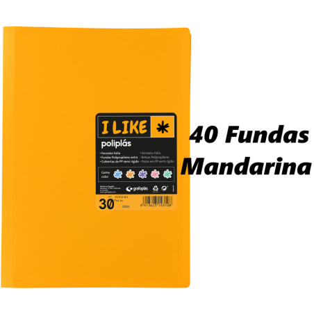 CARPETA ESCAPARATE FOLIO POLIPLAS LIKE PASTEL 40F MANDARINA 55 GRAFOPLAS 01441355