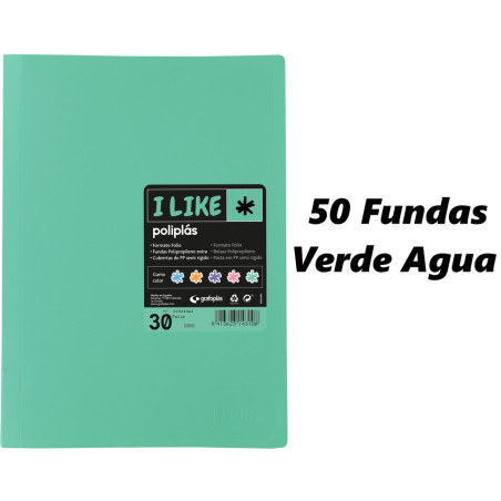 CARPETA ESCAPARATE FOLIO POLIPLAS PASTEL 50F VERDE MINT 26 GRAFOPLAS 01460026